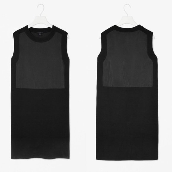 COS Black Casual Sweater Knit Cotton Contrast Panel Sheath Casual Comfort Dress - Picture 2 of 12